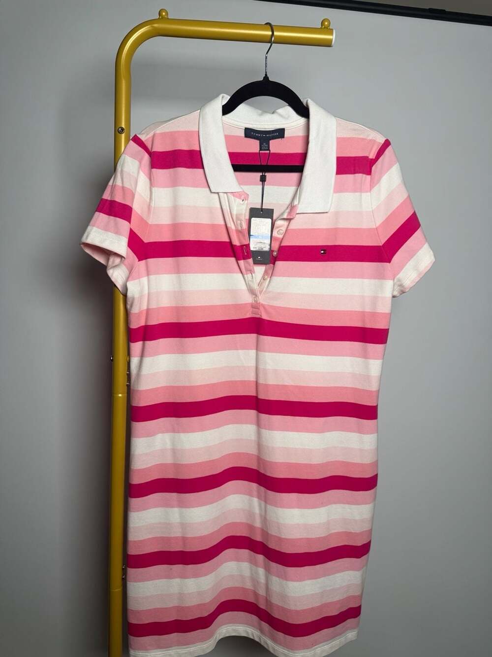 Tommy Hilfiger Striped Polo Dress Pink White XL